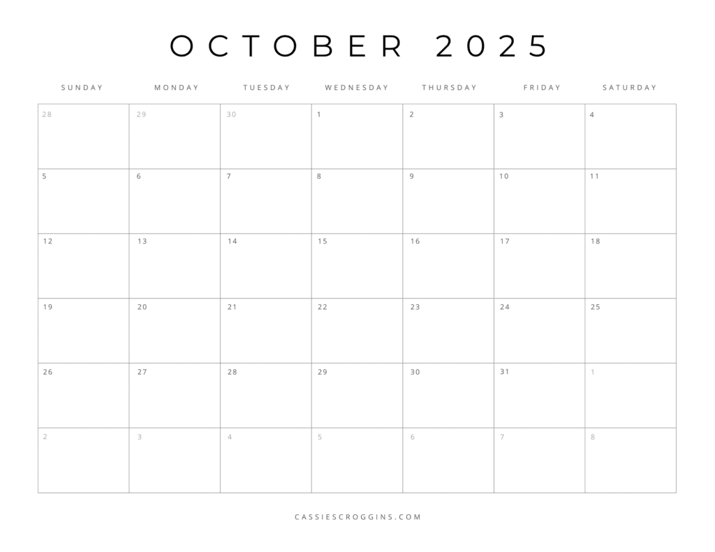 Free Printable 2025 Blank Calendar Templates (All 12 Months) | 2025 Calendar Pages Printable Free