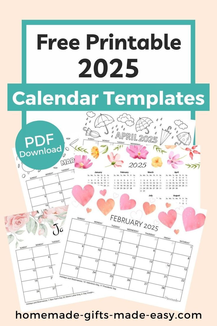 Free Printable 2025 Calendar Year | Homemade Gifts Made Easy | 2025 Printable Calendar Homemade Gifts Made Easy