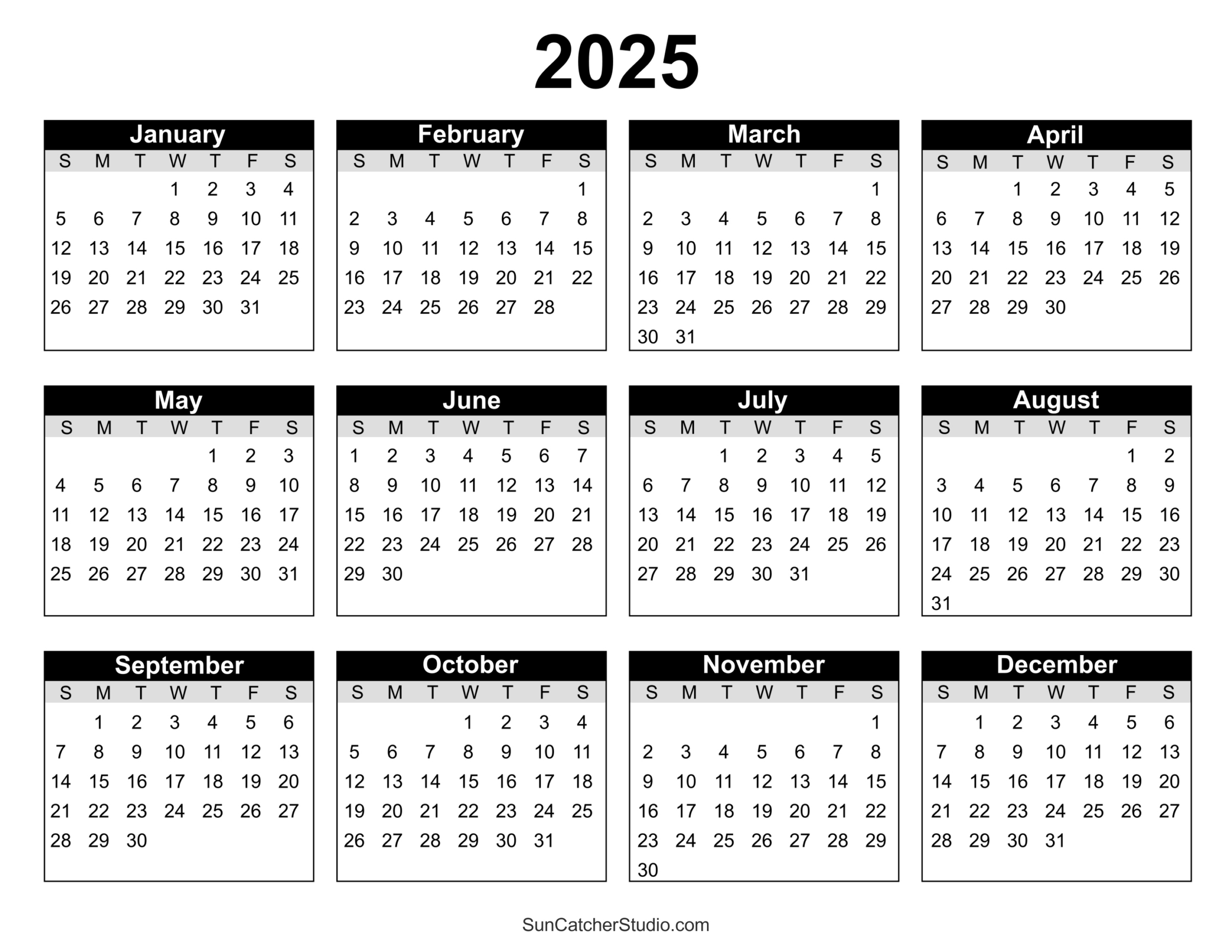 Free Printable 2025 Yearly Calendar – Diy Projects, Patterns | Calendar 2025