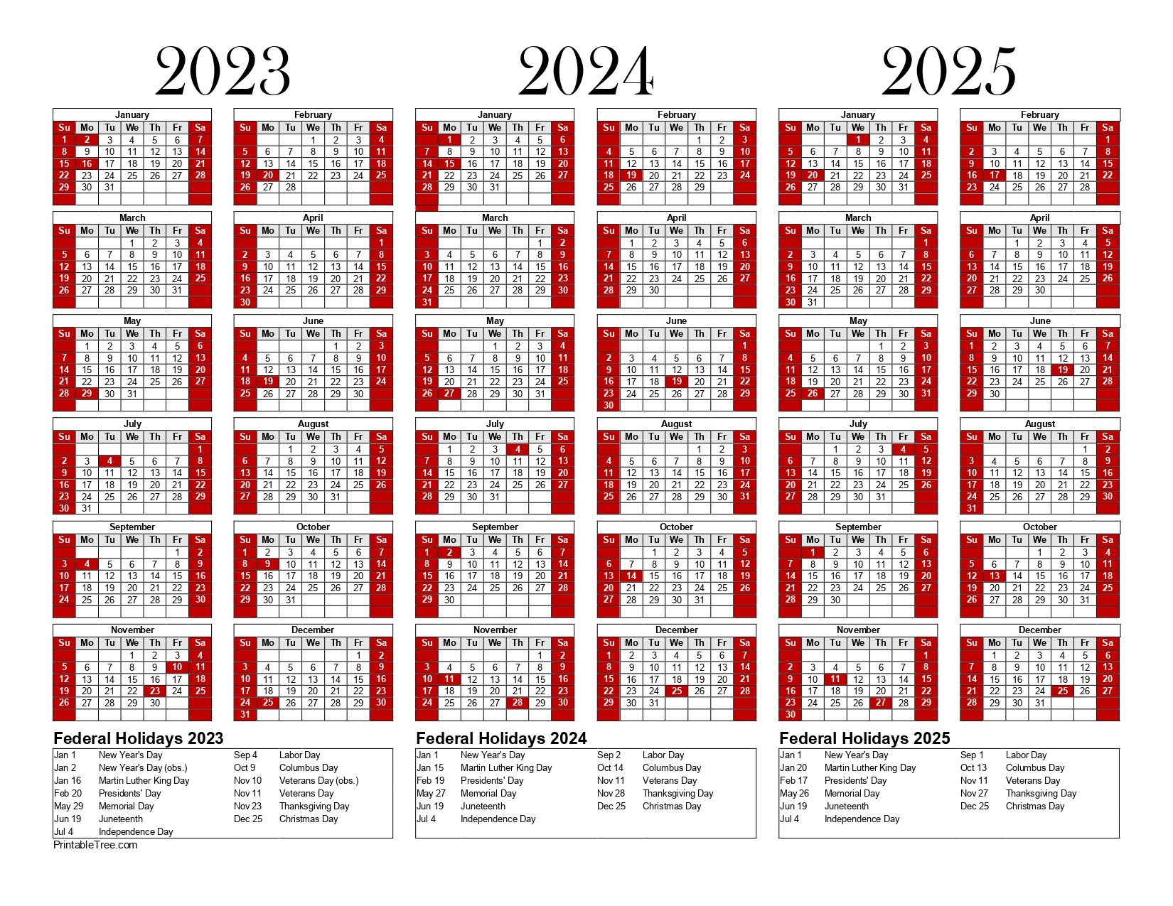 Free Printable 3 Year Calendar 2023, 2024 &amp;amp; 2025 Pdf Templates | 3 Year Calendar 2024 to 2025 Printable