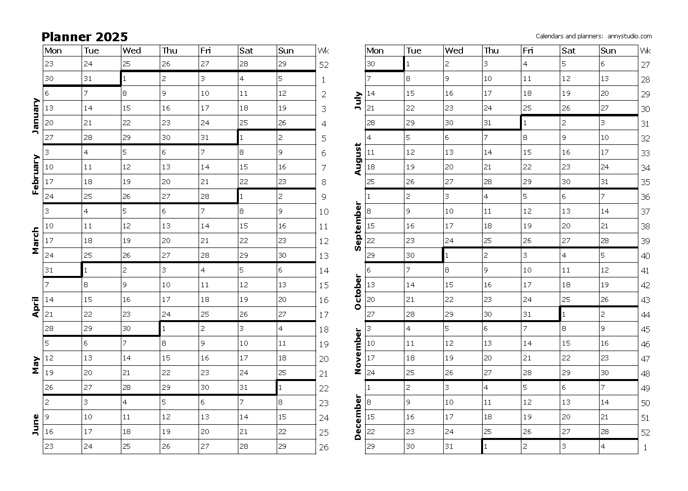 Free Printable Calendars And Planners 2025, 2026 And 2027 | 2025 Planner Calendar Printable