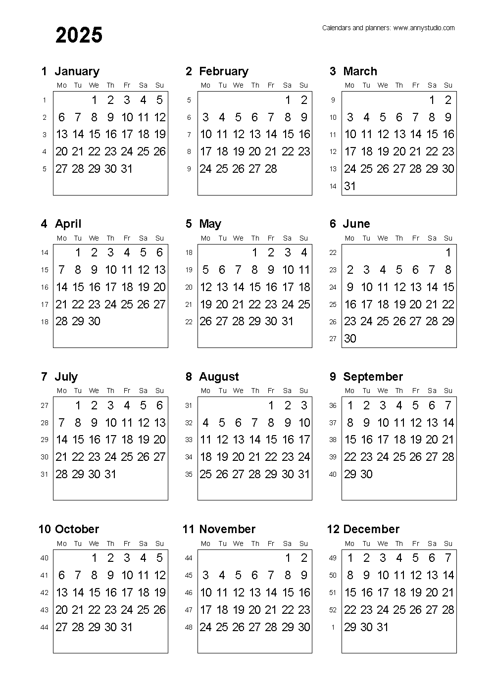 Free Printable Calendars And Planners 2025, 2026 And 2027 | A5 Calendar 2025 Printable