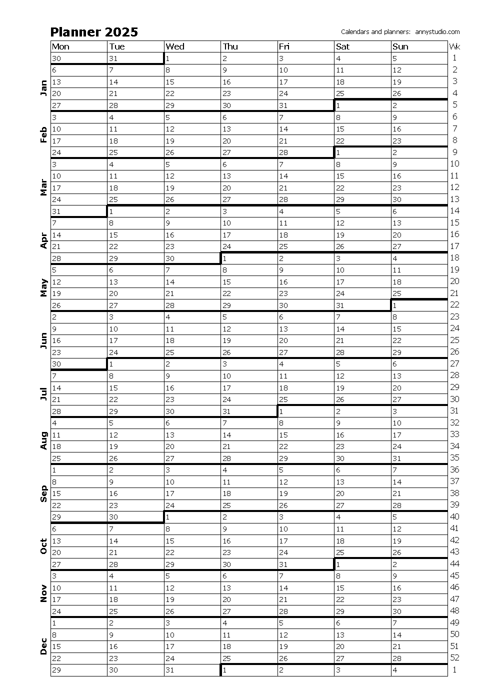 Free Printable Calendars And Planners 2025, 2026 And 2027 | Free Printable Calendar 2025 Year Planner