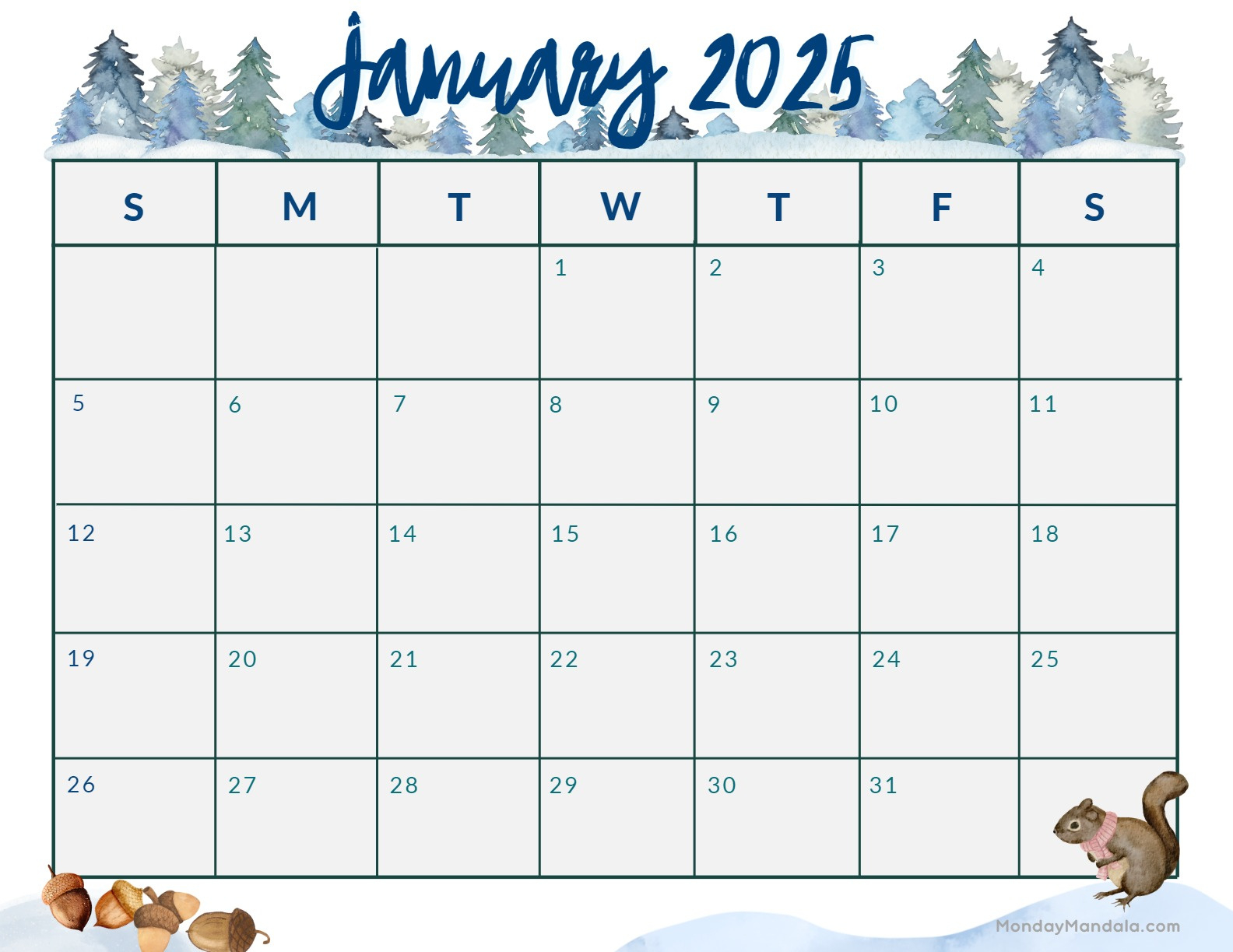 January 2025 Calendar (52 Free Pdf Printables) | Calendar 2025