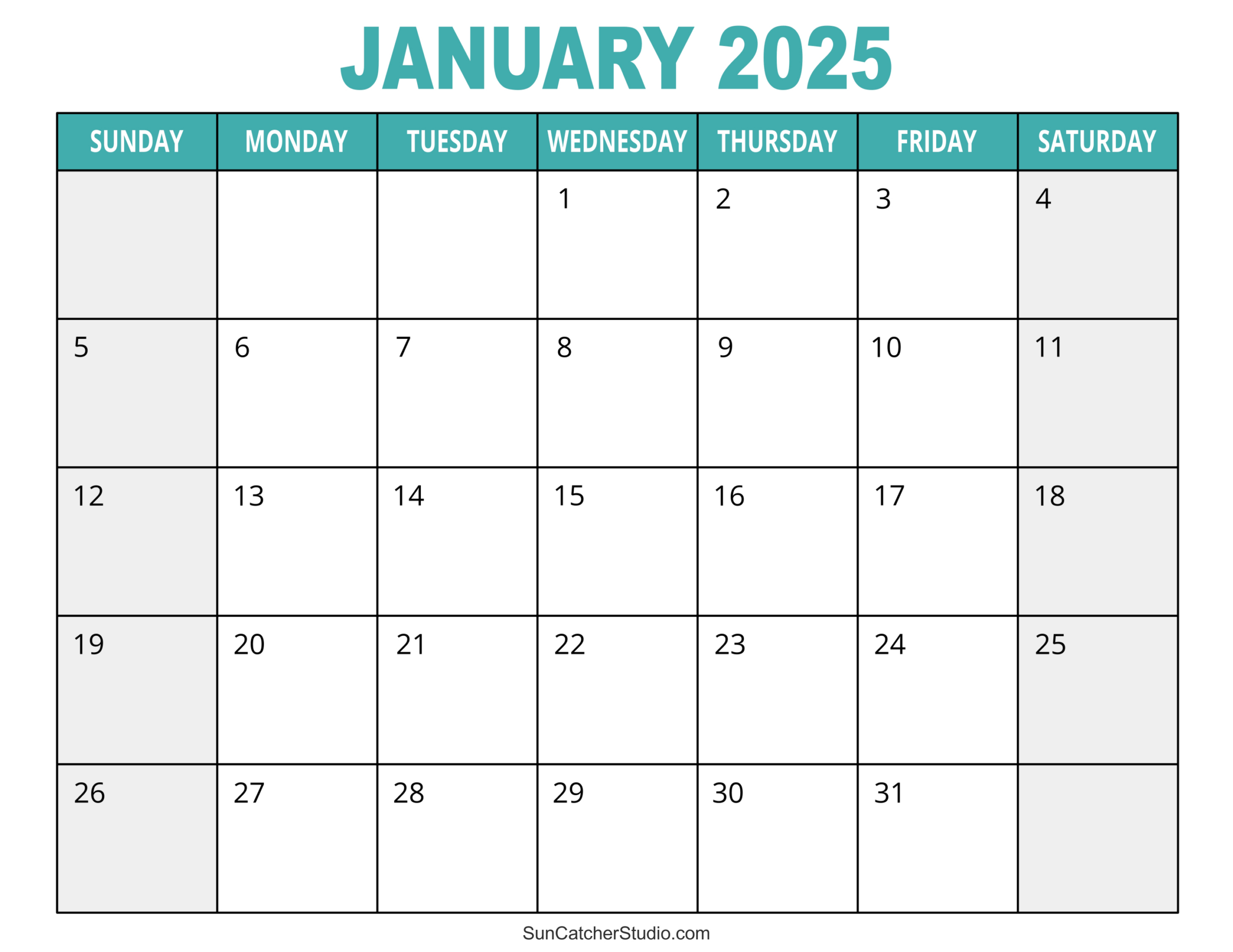 January 2025 Calendar (Free Printable) – Diy Projects, Patterns | Free Printable 2025 Monthly Calendar Printable