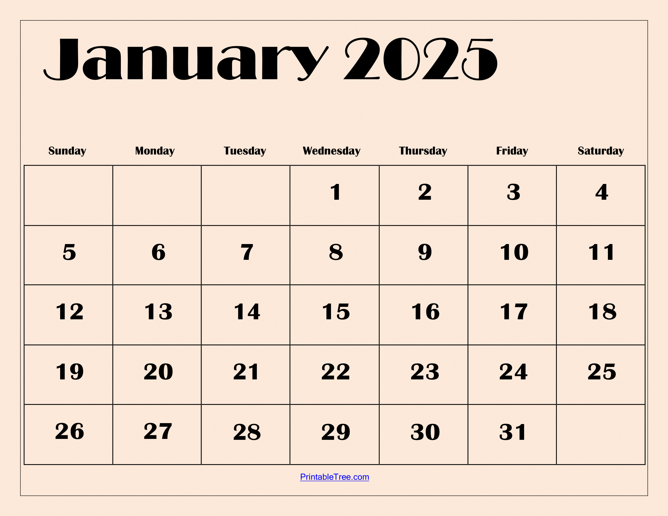 January 2025 Calendar Printable Pdf Template With Holidays | Calendar Jan 2025 Printable