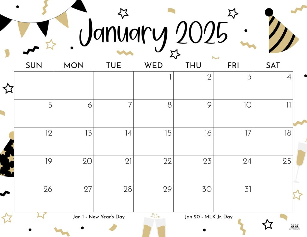 January 2025 Calendars - 107 Free Printables | Printabulls | 2025 January Calendar Printable