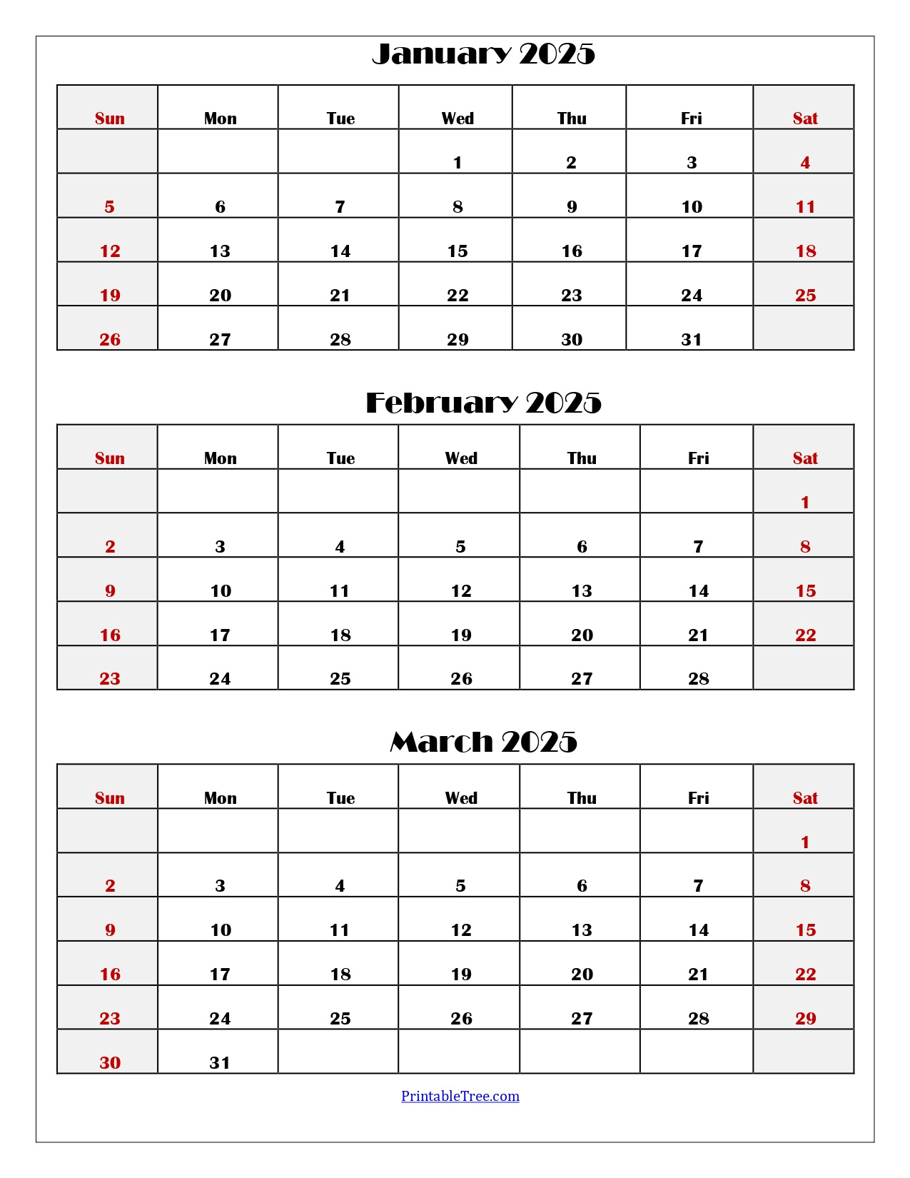 January To March 2025 Calendar | Three Months Calendar |  Calendar 2025