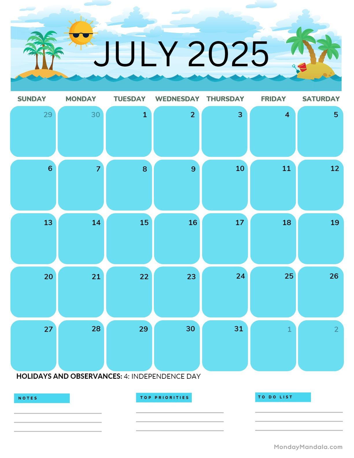 July 2025 Printable Calendar (52 Free Pdf Printables) | Free Printable Summer Calendar 2025