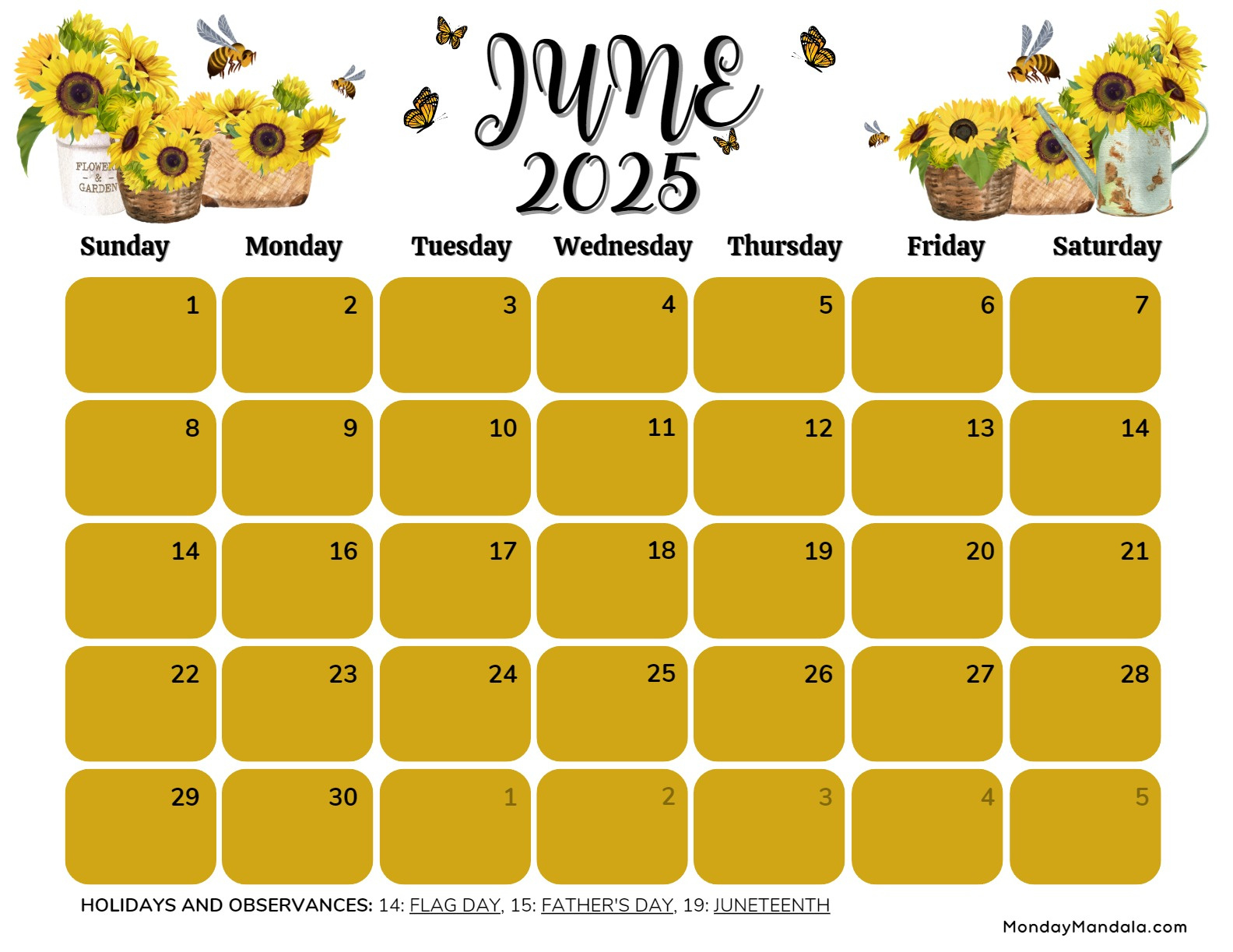 June 2025 Calendar (52 Free Pdf Printables) | Free Printable Calendar For June 2025