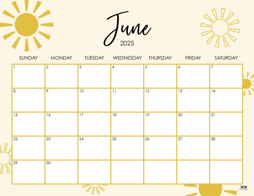 June 2025 Calendars - 107 Free Printables | Printabulls | Calendar 2025