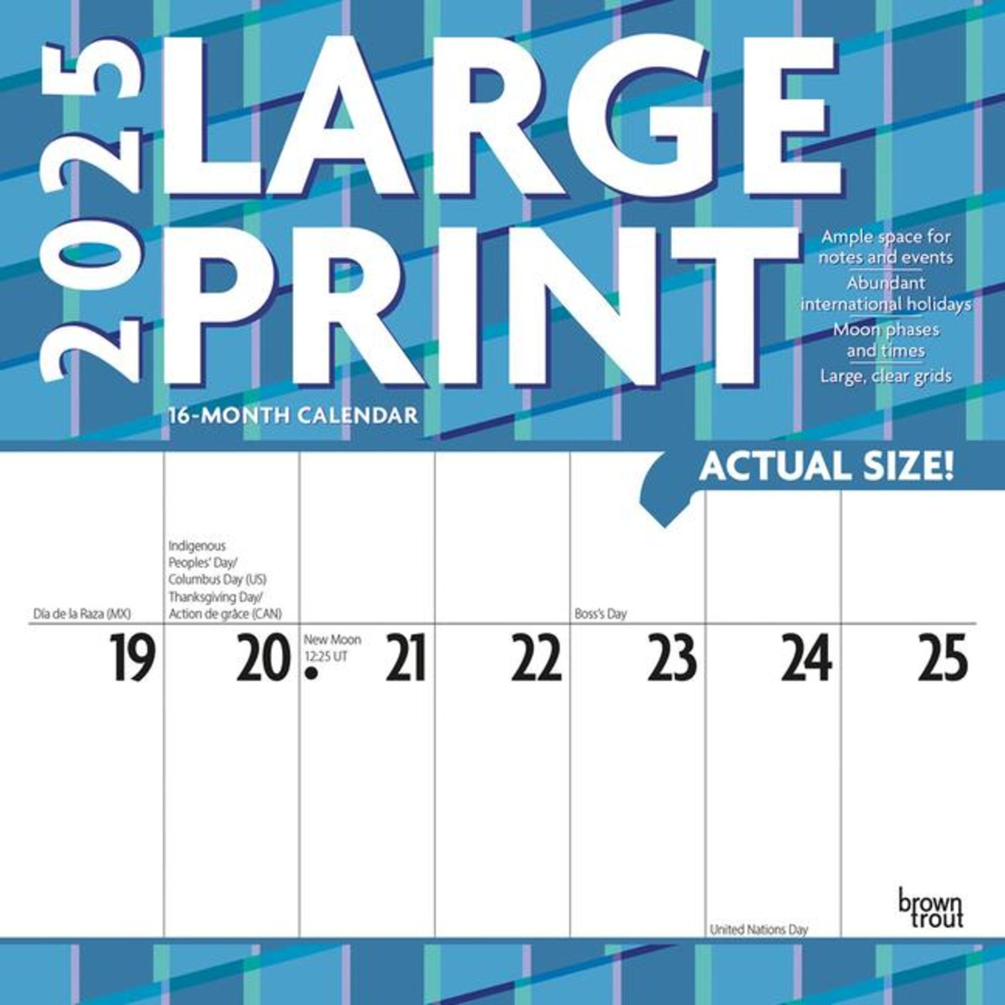 Large Print 2025 12 X 24 Inch Monthly Square Wall Calendar Matte | Large Printable Calendar 2025