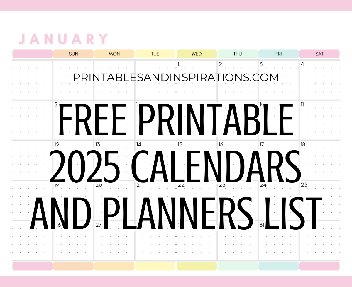 List Of Free Printable 2025 Calendars And 2025 Planners Pdf | 2025 Desk Calendar Printable Free