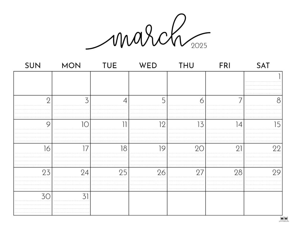 March 2025 Calendars - 107 Free Printables | Printabulls | Blank March 2025 Calendar Printable