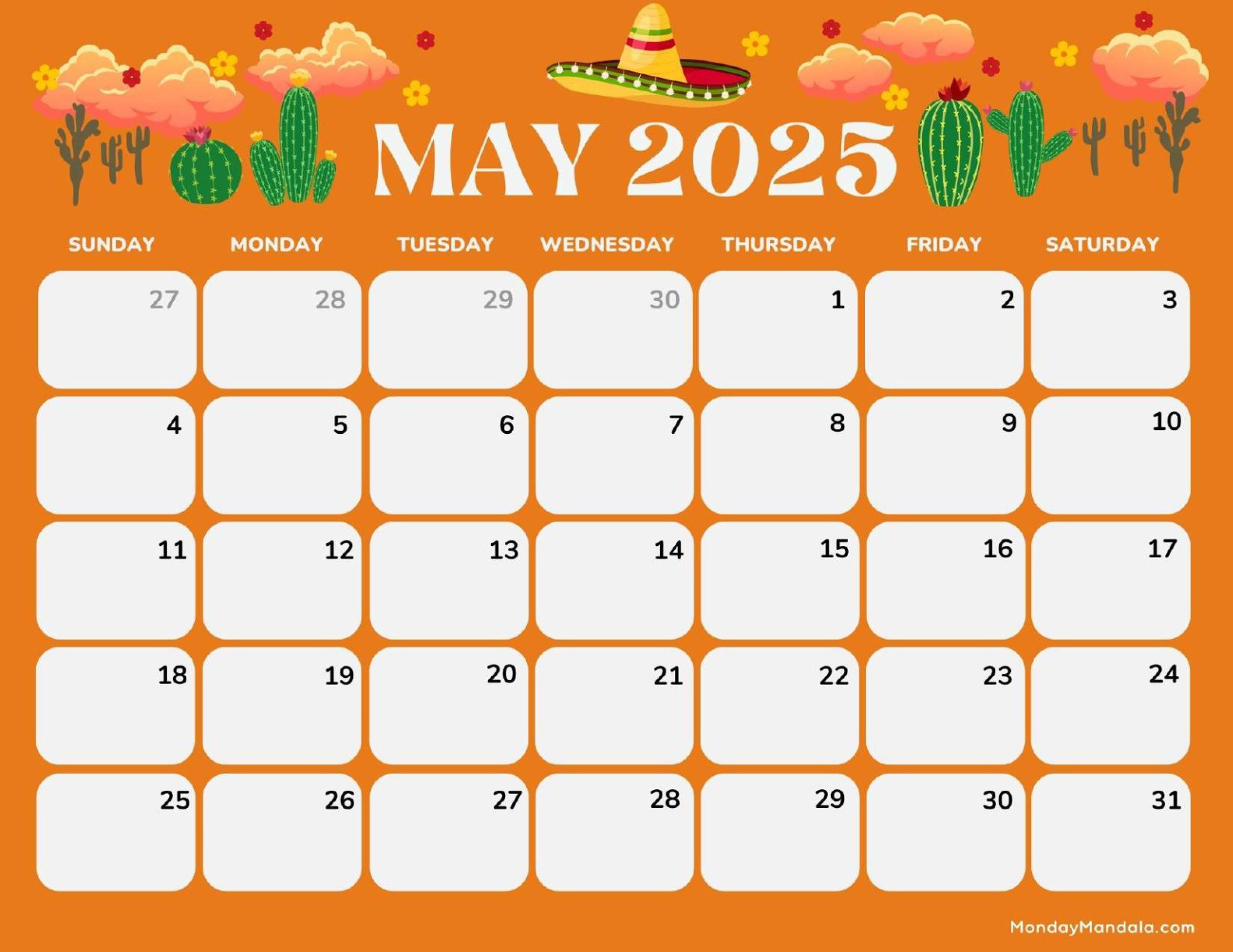 May 2025 Calendar (52 Free Pdf Printables) | Cute May 2025 Calendar Printable