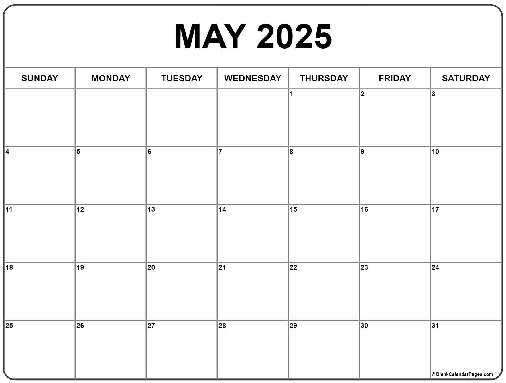 May 2025 Calendar | Free Printable Calendars | Free Printable Calendar May 2025