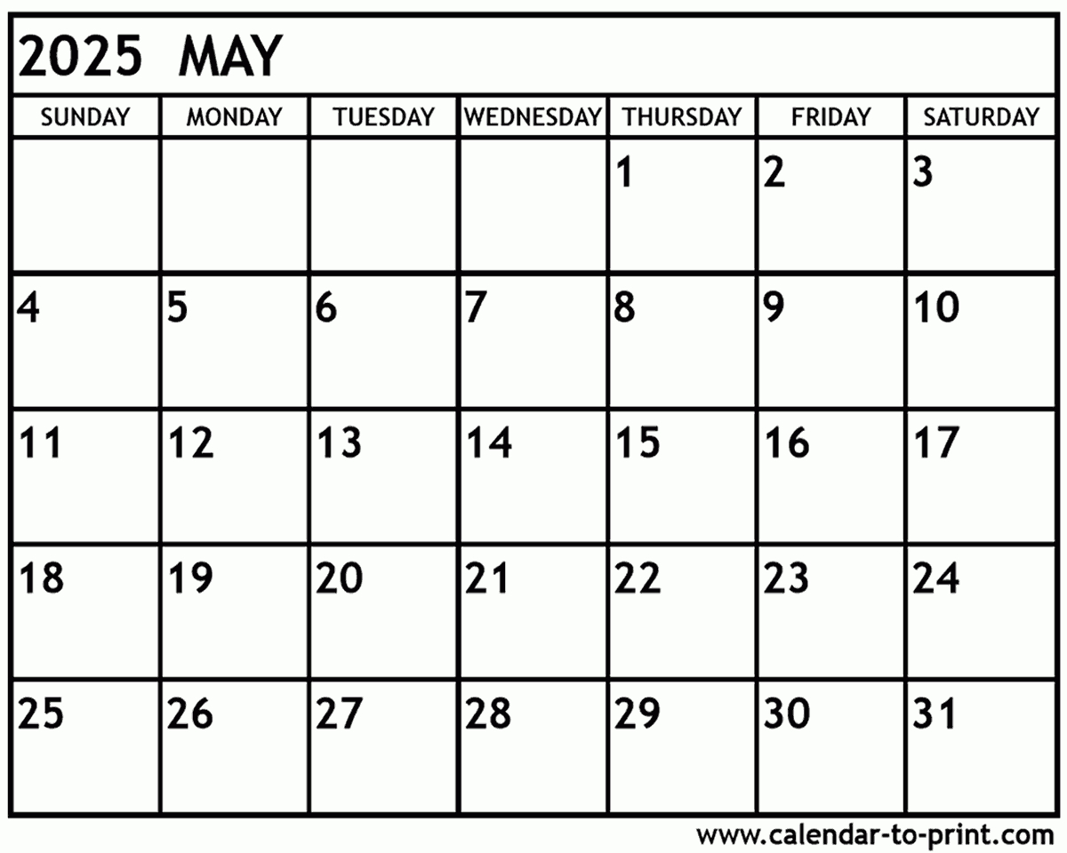 May 2025 Calendar Printable | May June July Calendar 2025 Printable