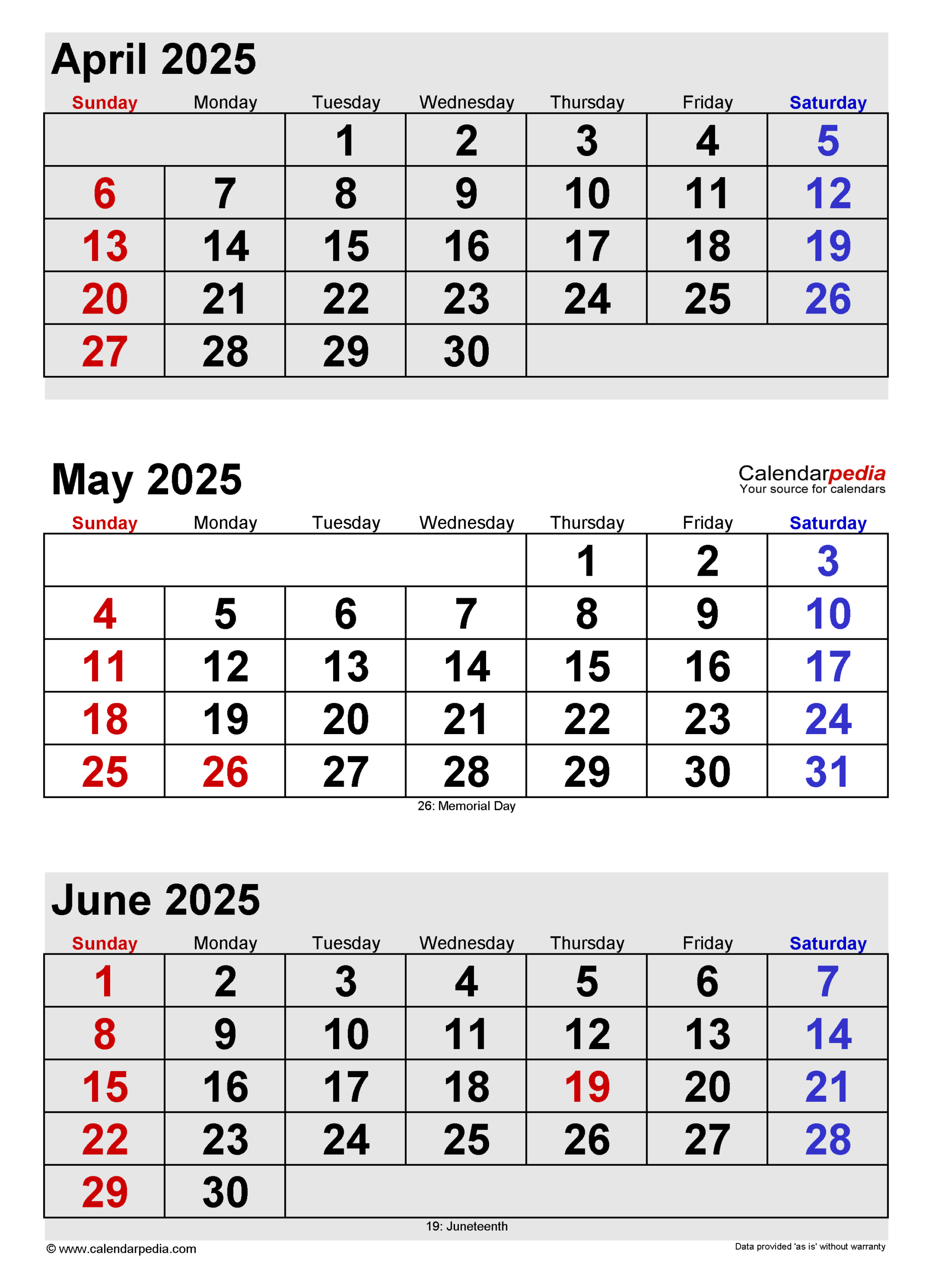 May 2025 Calendar | Templates For Word, Excel And Pdf | April May June 2025 Calendar Printable