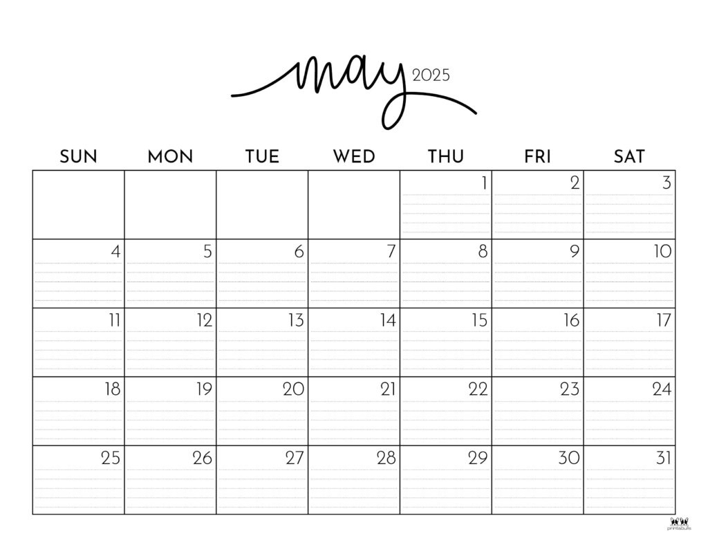 May 2025 Calendars - 107 Free Printables | Printabulls | Blank Calendar May 2025 Printable