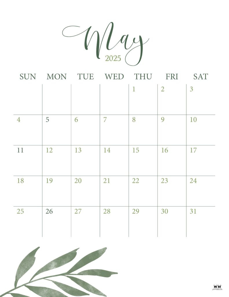 May 2025 Calendars - 107 Free Printables | Printabulls | Cute May 2025 Calendar Printable