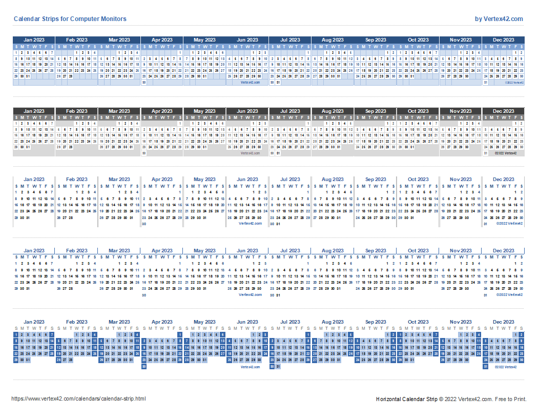 Monitor Calendar Strip Template | 2025 Calendar Strip Printable