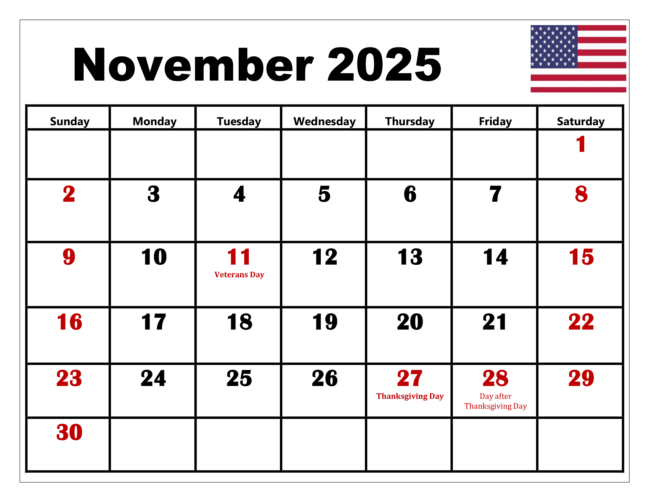 November 2025 Calendar Printable Pdf Template With Holidays |  Calendar 2025