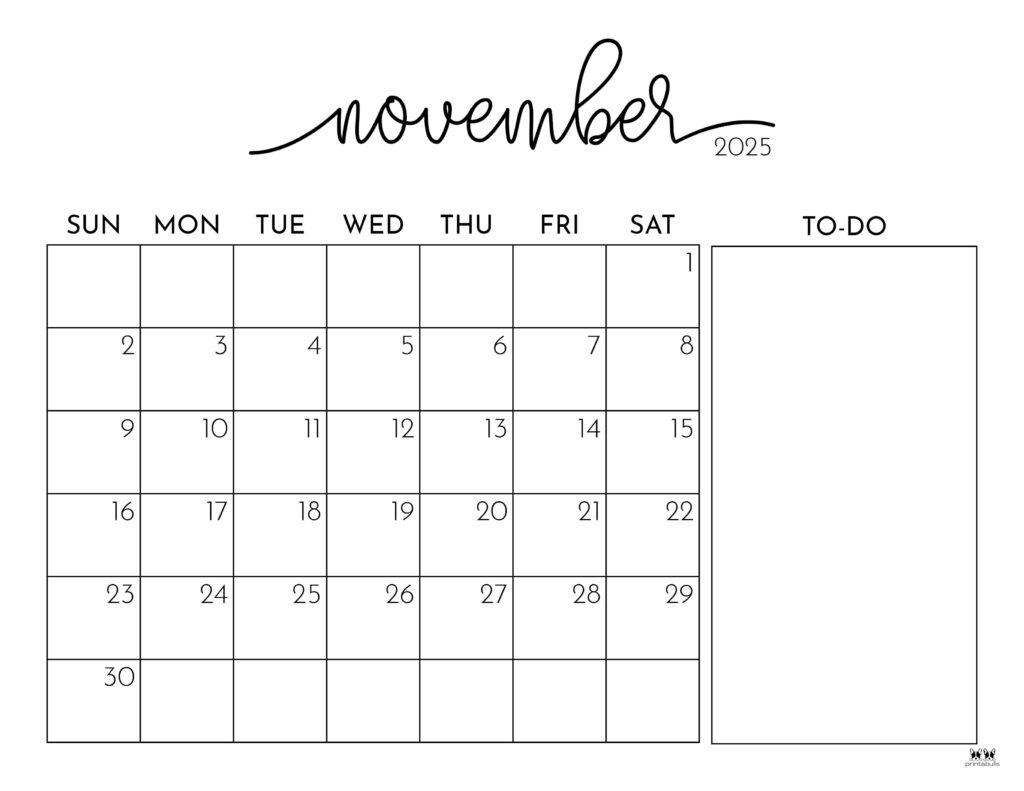 November 2025 Calendars - 107 Free Printables | Printabulls |  Calendar 2025