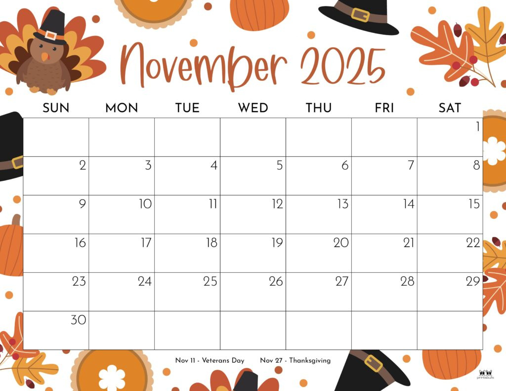 November 2025 Calendars - 107 Free Printables | Printabulls | Printable November 2025 Calendar