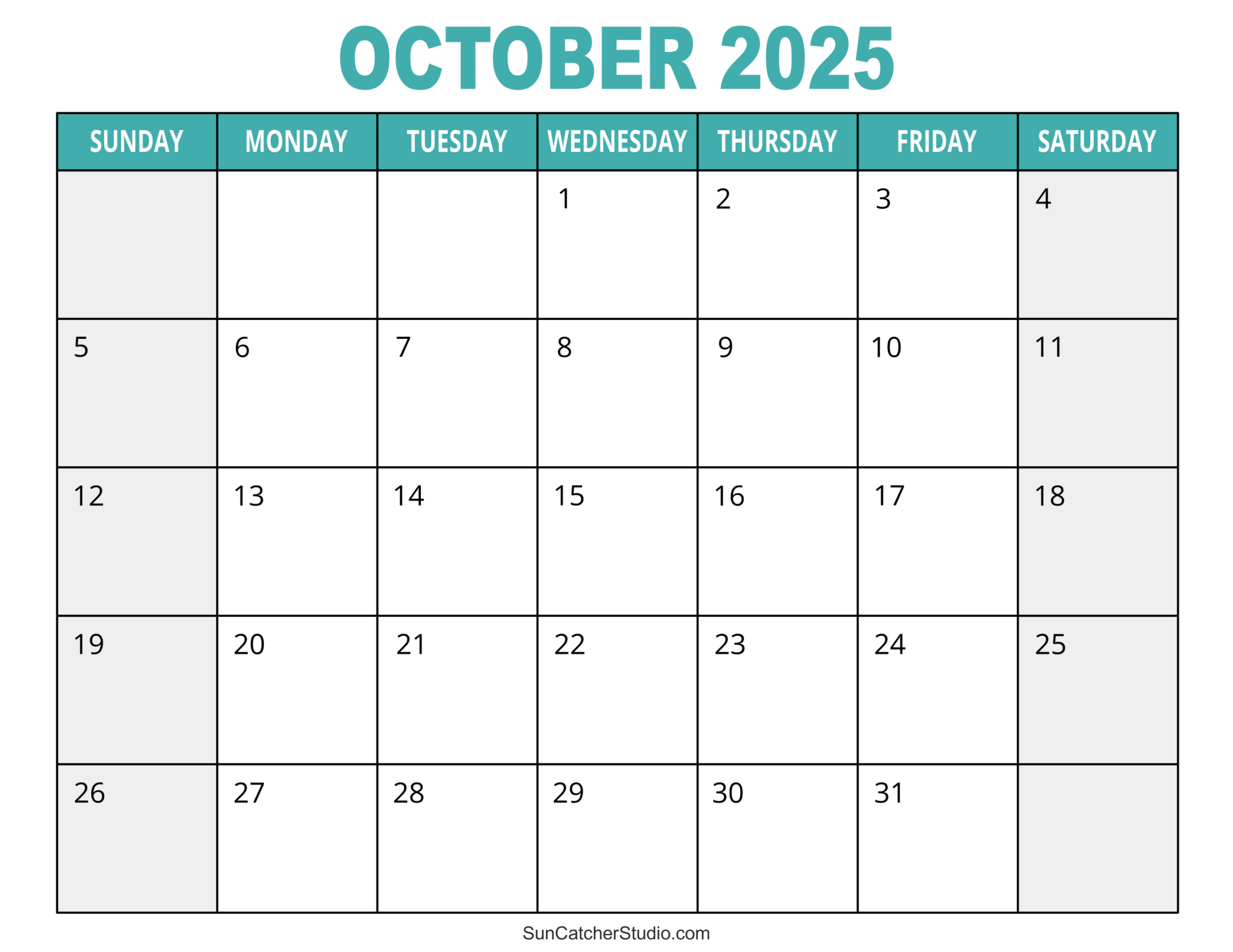 October 2025 Calendar (Free Printable) – Diy Projects, Patterns | Free Printable Month Calendar 2025