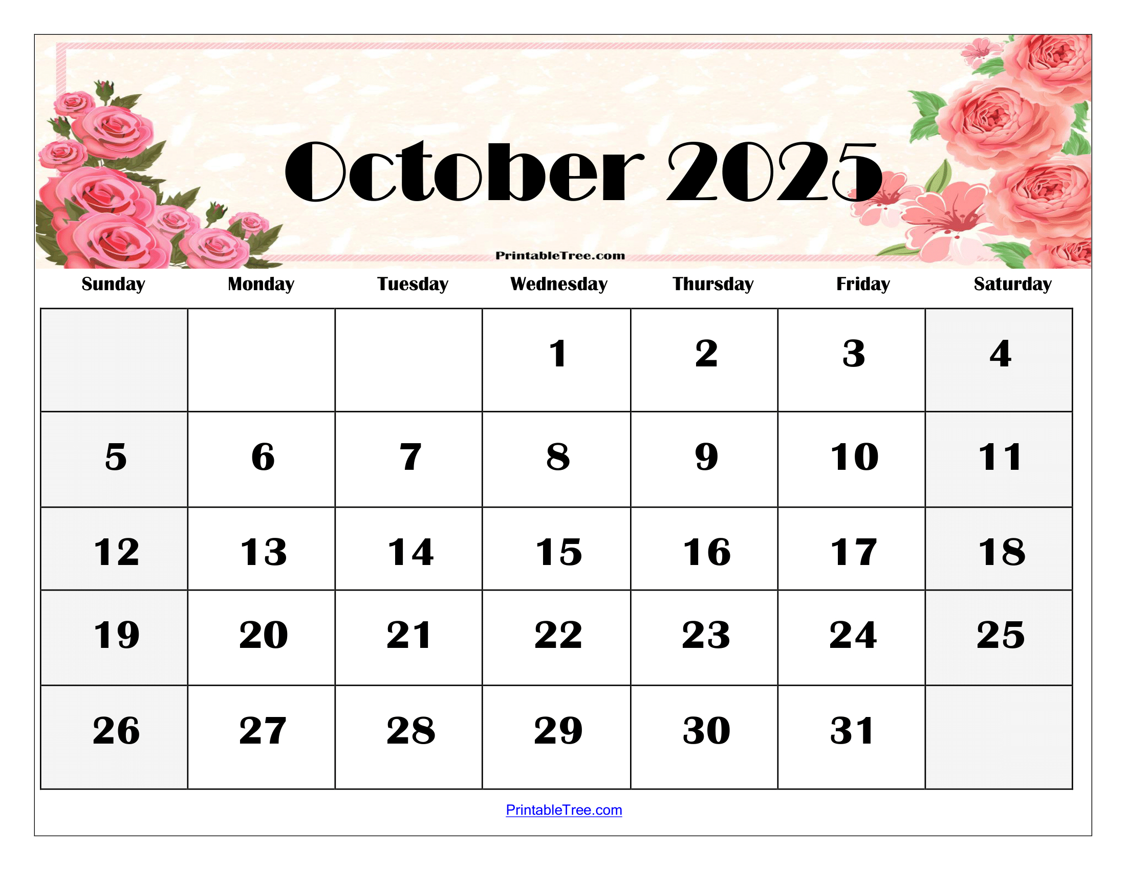 October 2025 Calendar Printable Pdf Template With Holidays | Calendar 2025