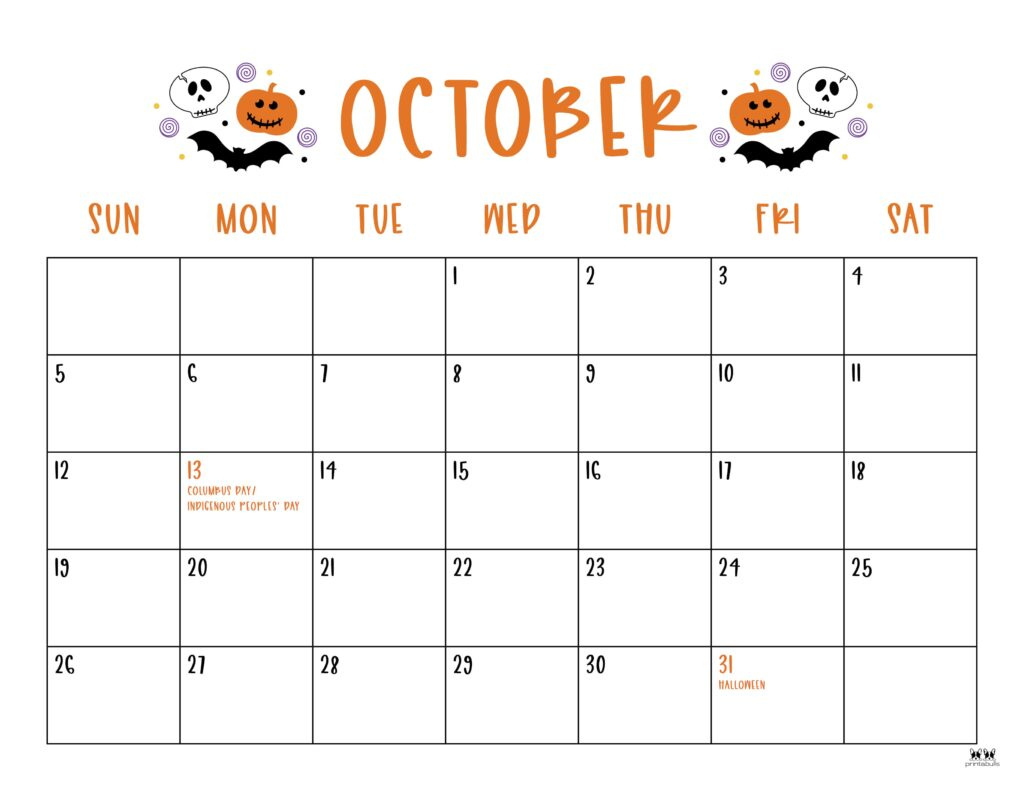 October 2025 Calendars - 107 Free Printables | Printabulls | Printable Calendar October 2025