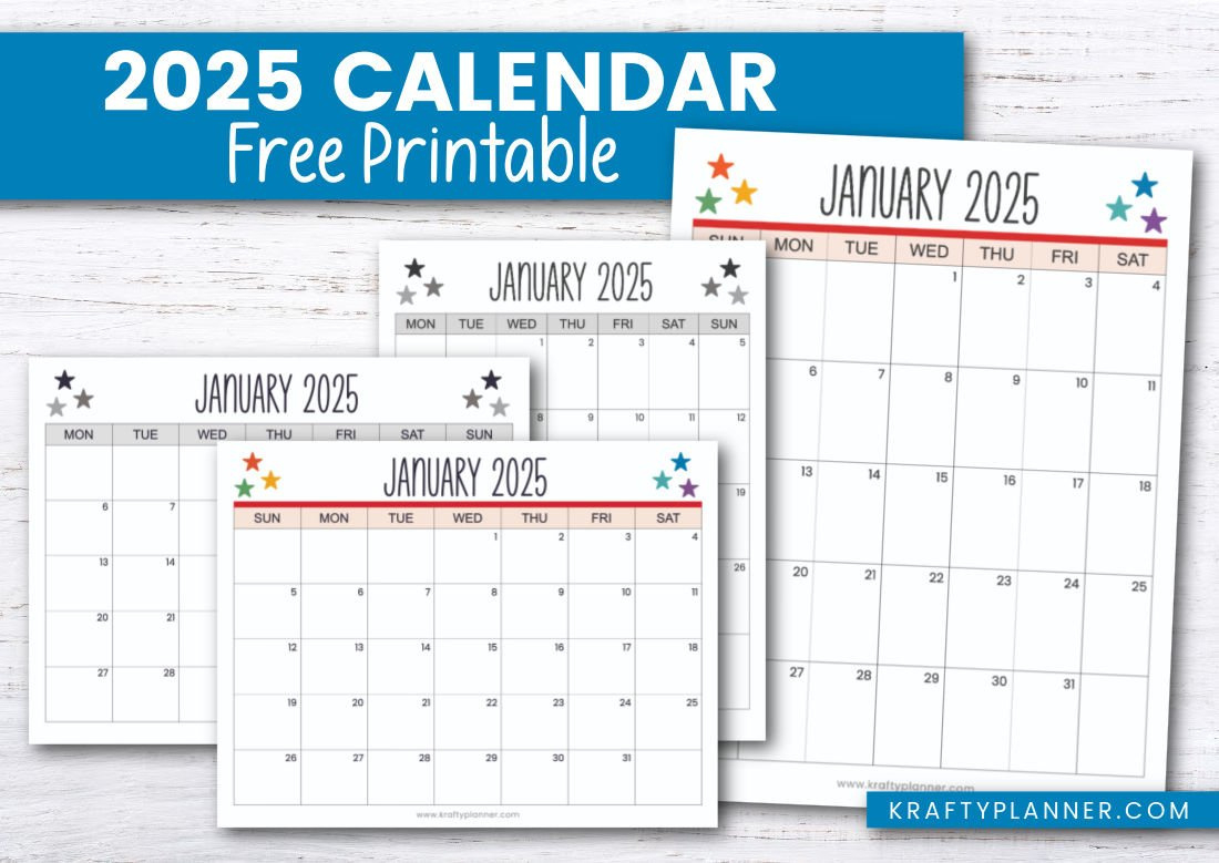 Printable 2025 Calendar To Plan Your Year — Krafty Planner | 2025 Calendar Planner Printable