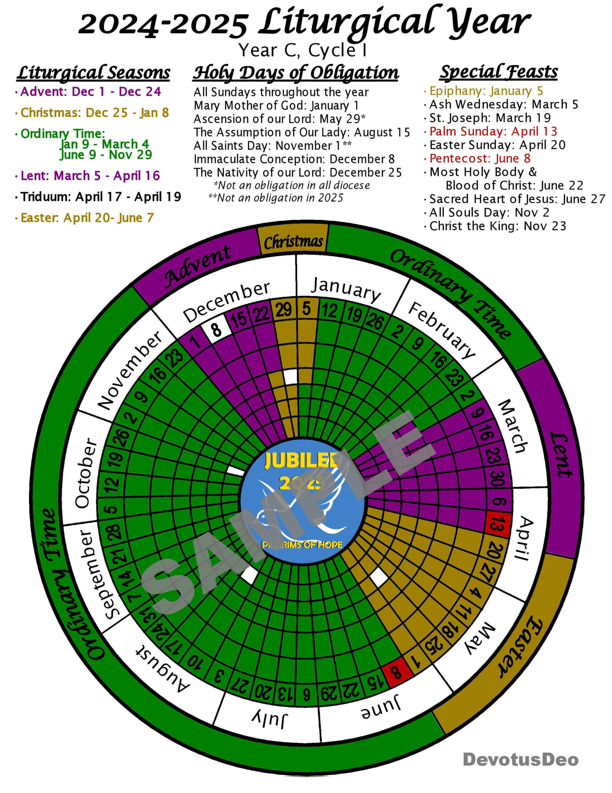 Printable 2025 Liturgical Calendar, Downloadable Catholic | Lent Calendar 2025 Printable