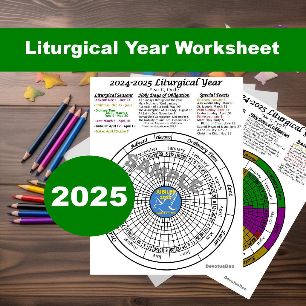 Printable 2025 Liturgical Calendar - Etsy | Protestant Liturgical Calendar 2025 Printable