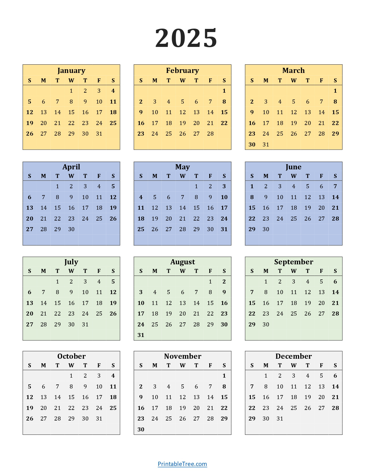 Printable Calendar 2025 One Page With Holidays (Single Page) 2025 | 2025 One Page Calendar Printable Free