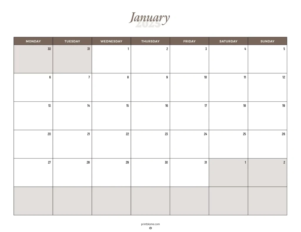 Printable January 2025 Calendars | Free Pdf Downloads | Calendar 2025