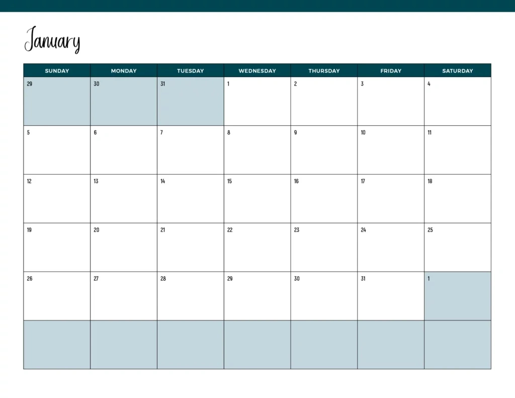 Printable January 2025 Calendars | Free Pdf Downloads | Printable Blank Calendar 2025 Template