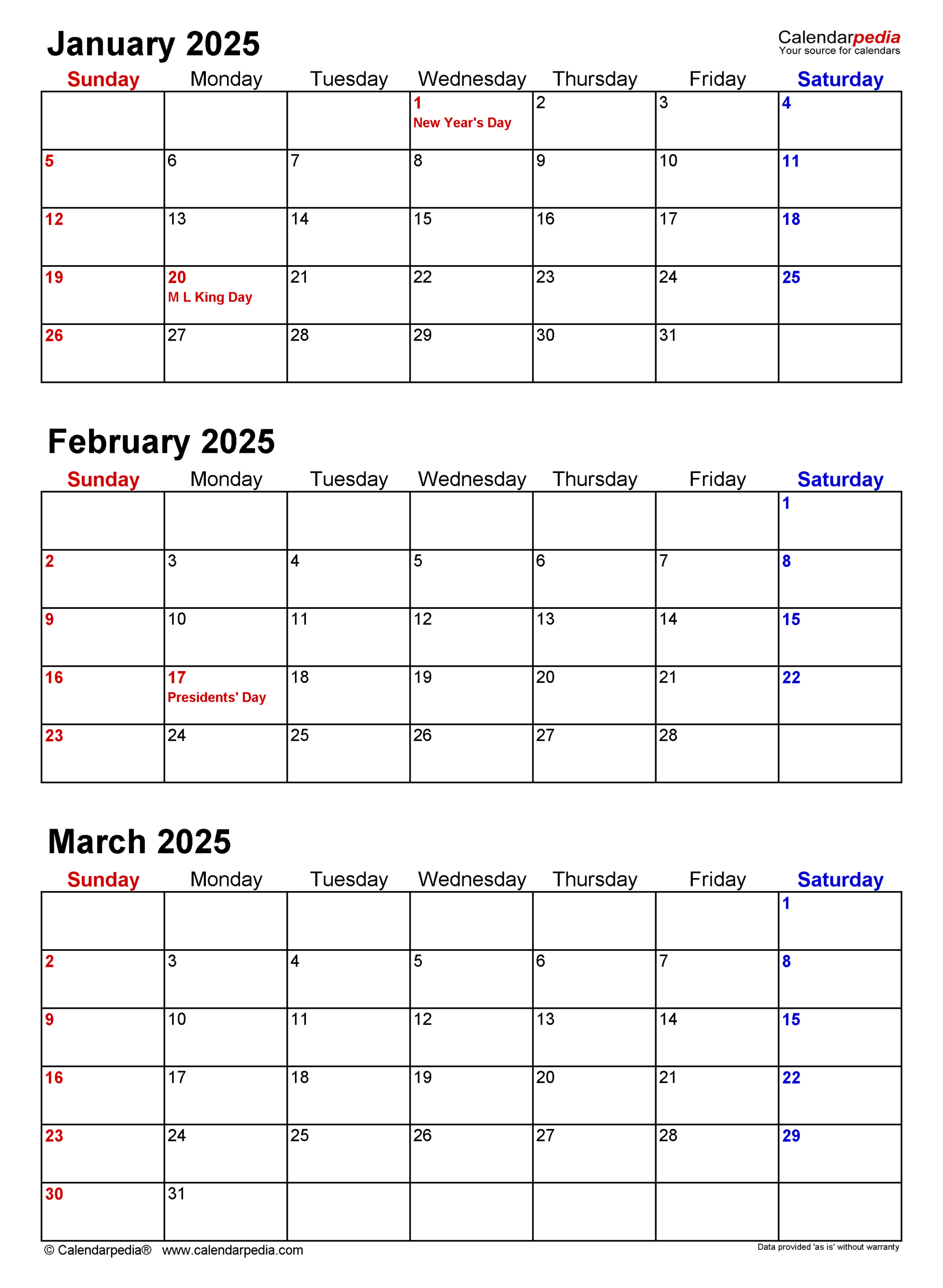 Quarterly Calendars 2025 - Free Printable Word Templates | 2025 Calendar Printable Quarterly