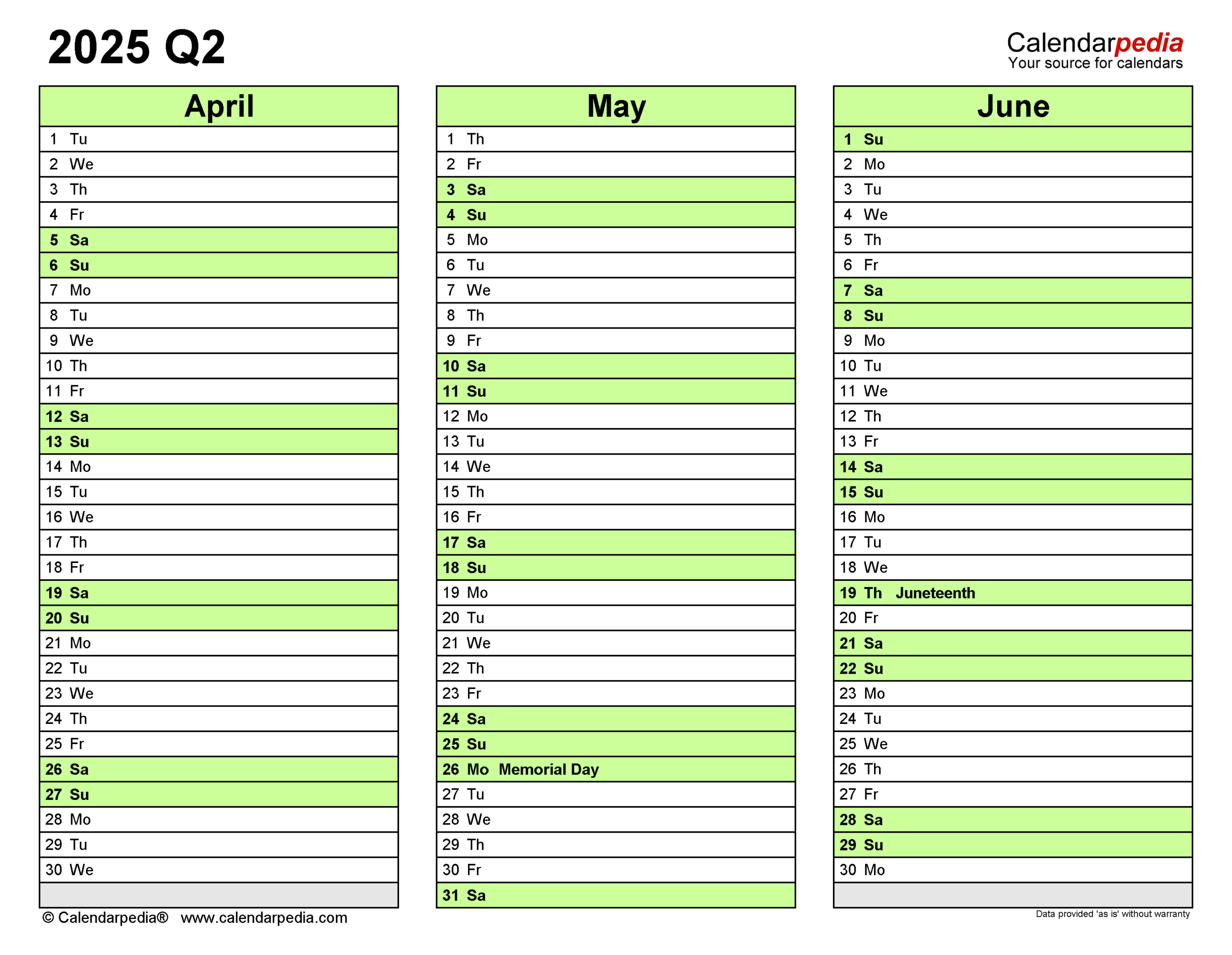 Quarterly Calendars 2025 - Free Printable Word Templates | Calendar 2025