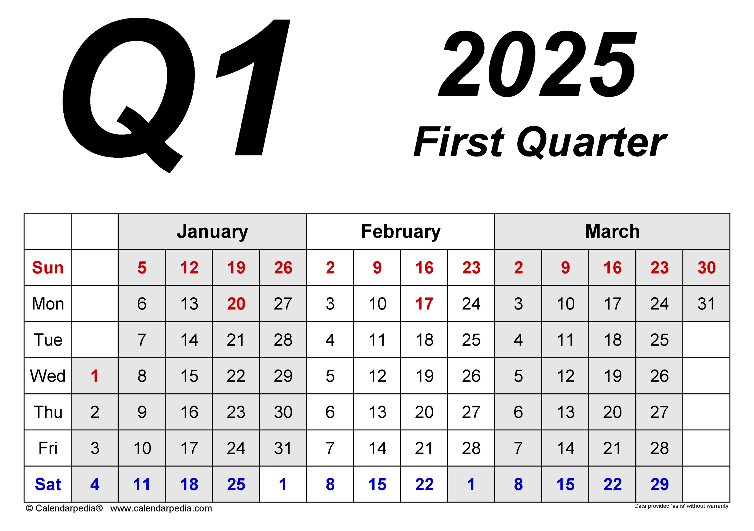 Quarterly Calendars 2025 - Free Printable Word Templates | Calendar 2025