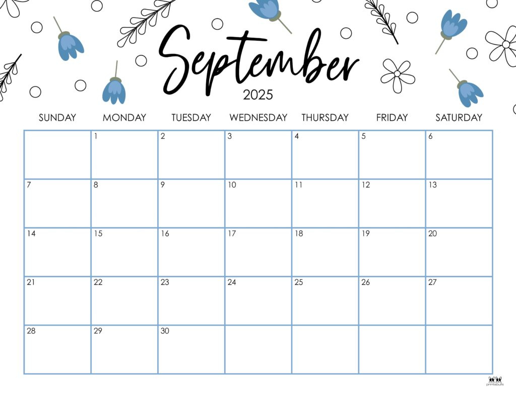 September 2025 Calendars - 107 Free Printables | Printabulls | 2025 September Calendar Printable