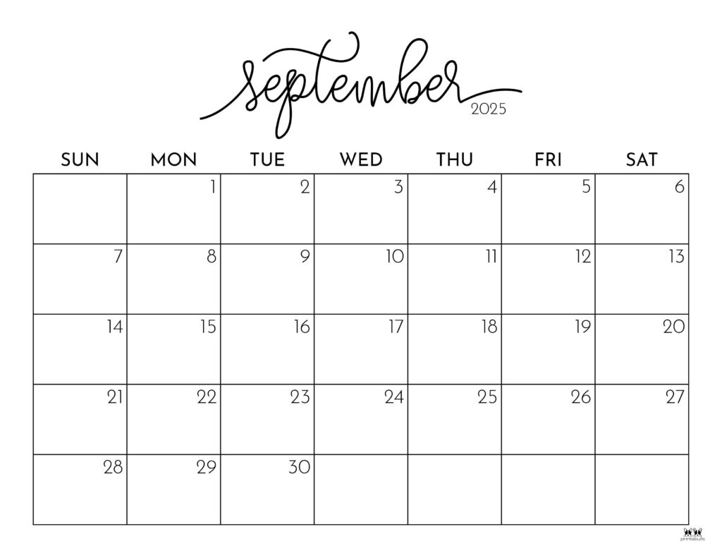 September 2025 Calendars - 107 Free Printables | Printabulls | Printable 2025 September Calendar