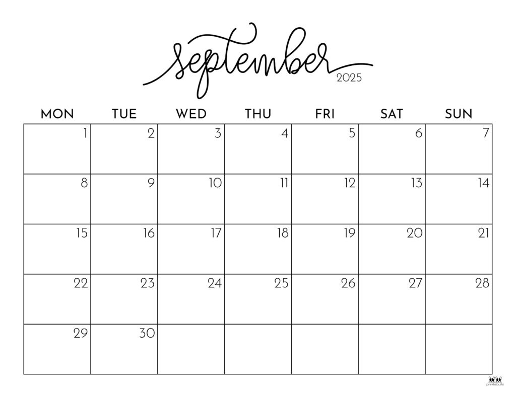 September 2025 Calendars - 107 Free Printables | Printabulls | September Calendar 2025 Free Printable