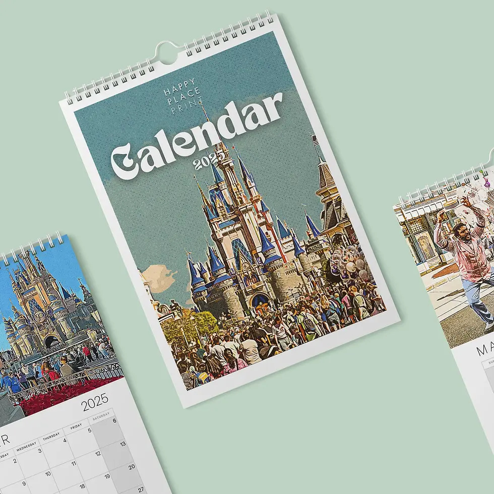 Walt Disney World Retro Calendar 2025 | Happy Place Print | Disney Printable Calendar 2025