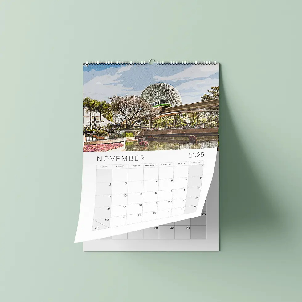 Walt Disney World Retro Calendar 2025 | Happy Place Print | Disney Printable Calendar 2025