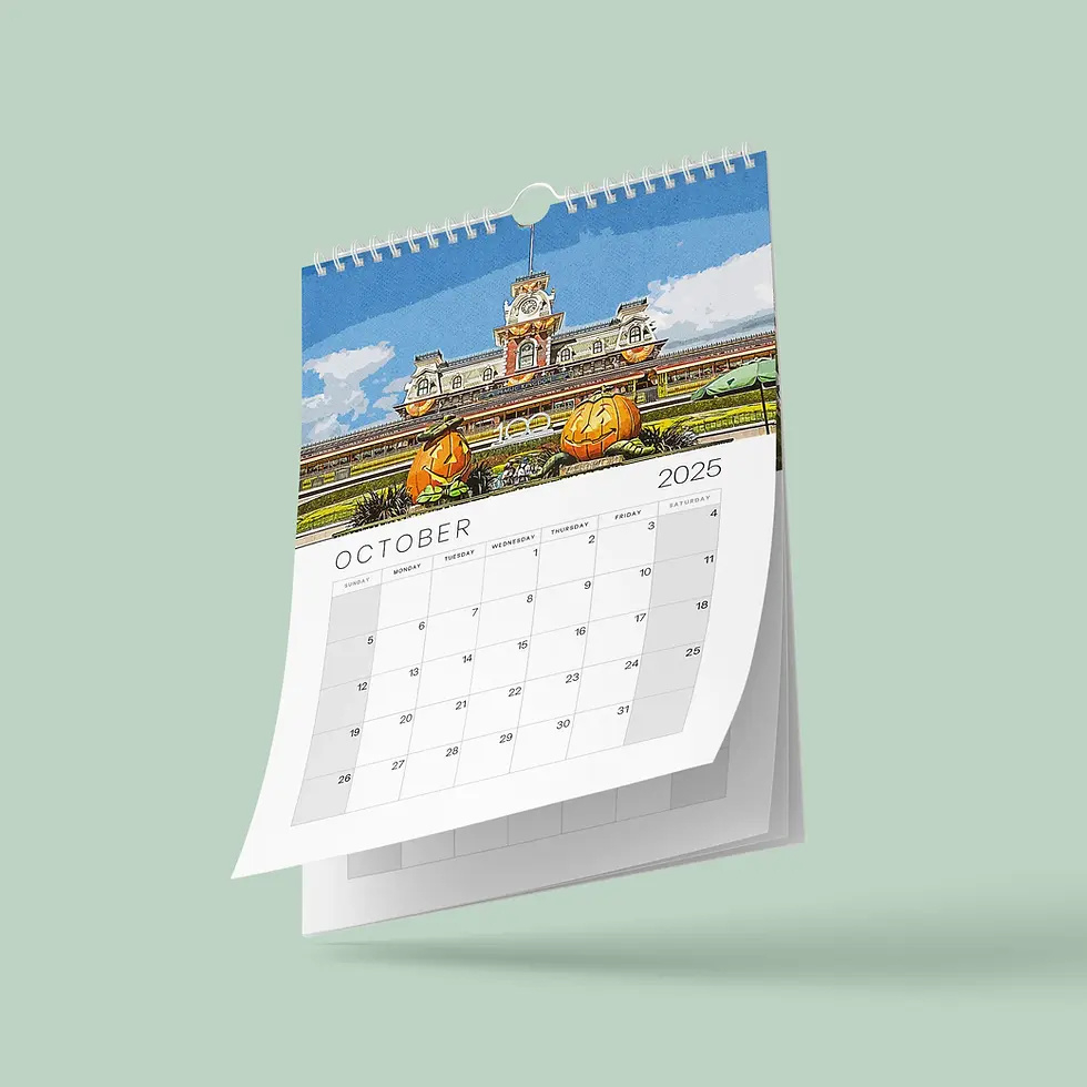 Walt Disney World Retro Calendar 2025 | Happy Place Print | Disney Printable Calendar 2025