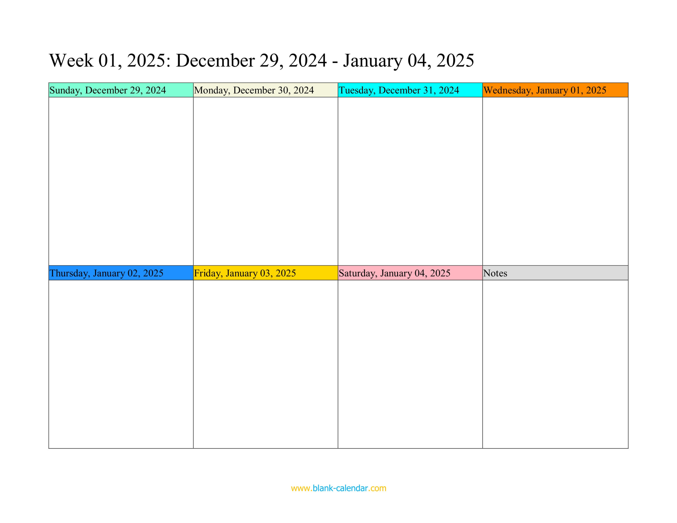 Weekly Calendar 2025 (Word, Excel, Pdf) | 2025 Printable Weekly Calendar