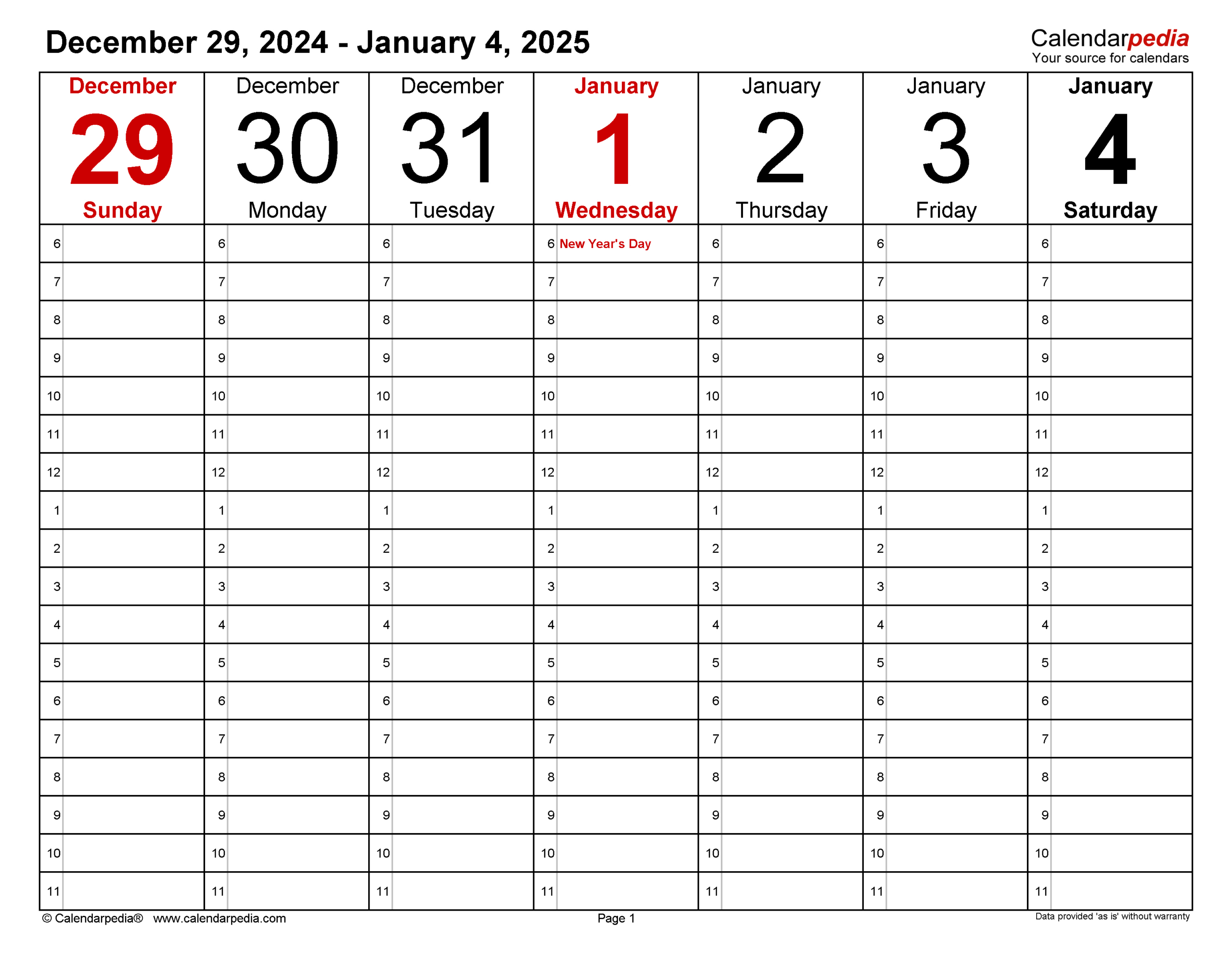 Weekly Calendars 2025 For Excel - 12 Free Printable Templates | Calendar 2025