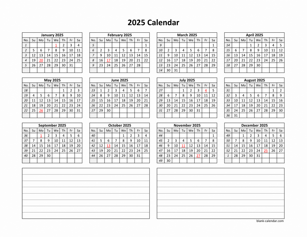 Yearly 2025 Calendars |  Calendar 2025