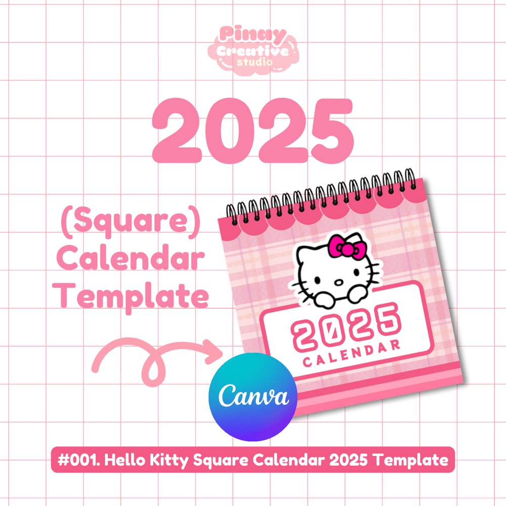 001. Hello Kitty 2025 Calendar (Square) Canva Editable Template + | Calendar 2025